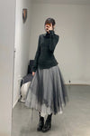 marc le bihan black and white wrap skirt 2573 E23 PMLB1